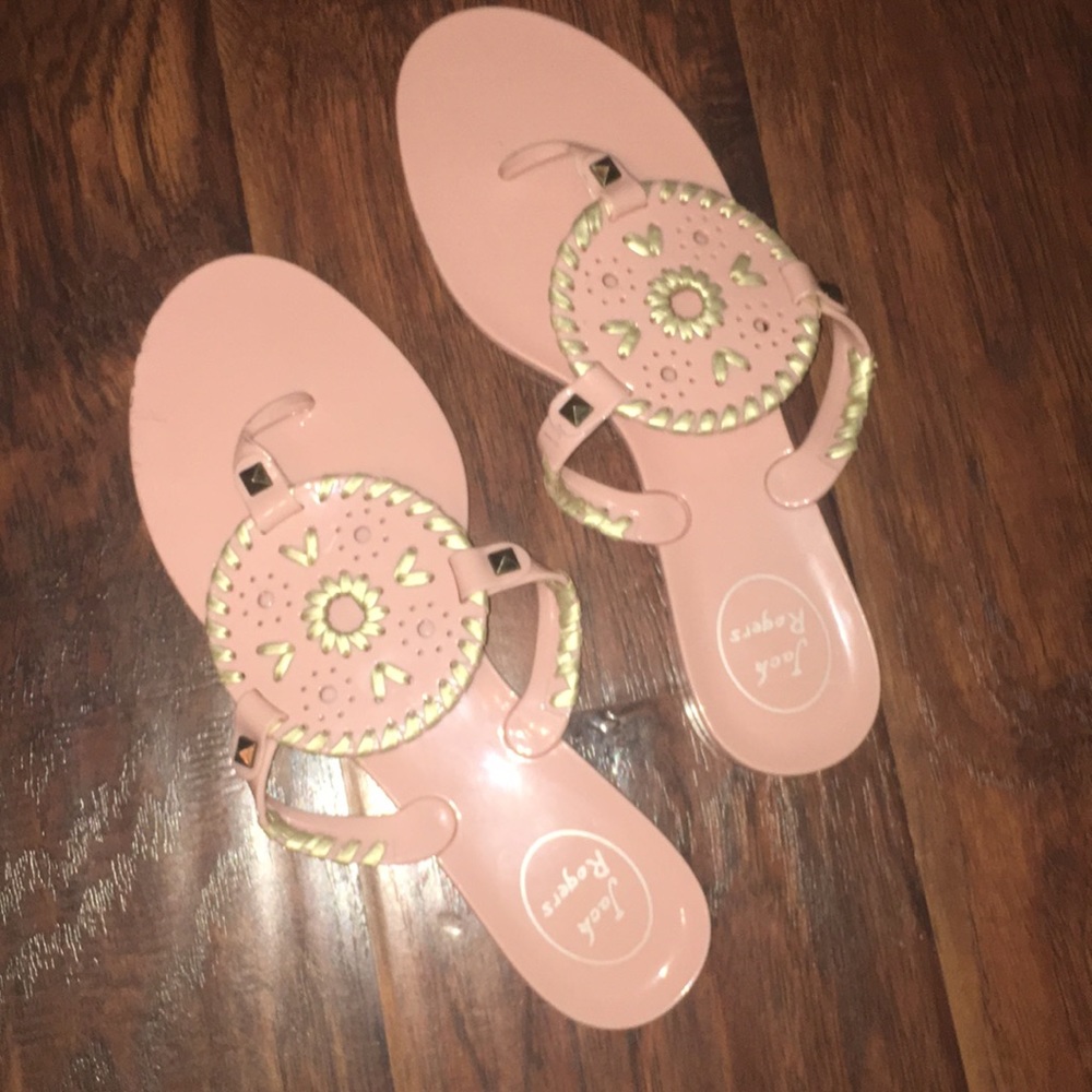 pink and gold jelly jack rogers